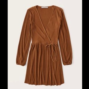 Satin Plisse Wrap Dress